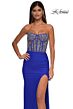 La Femme 32669 Embellished Corset Slit Skirt Strapless Dress