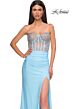 La Femme 32669 Embellished Corset Slit Skirt Strapless Dress