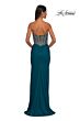 La Femme 32669 Embellished Corset Slit Skirt Strapless Dress