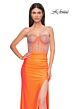 La Femme 32669 Embellished Corset Slit Skirt Strapless Dress