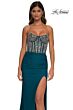 La Femme 32669 Embellished Corset Slit Skirt Strapless Dress