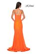 La Femme 32671 High Slit Beaded Lace Corset Dress