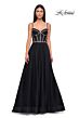 La Femme 32675 Ruched Corset High Slit Dress