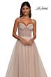 La Femme 32675 Ruched Corset High Slit Dress
