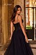 La Femme 32680 Ruched Corset High Slit Glitter Dress