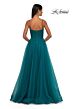 La Femme 32680 Ruched Corset High Slit Glitter Dress