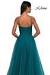 La Femme 32680 Ruched Corset High Slit Glitter Dress