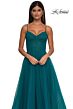 La Femme 32680 Ruched Corset High Slit Glitter Dress