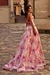 La Femme 32686 Ruched Corset High Slit Floral Dress