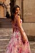 La Femme 32686 Ruched Corset High Slit Floral Dress