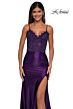 La Femme 32689 Lace Corset Slit Skirt Dress
