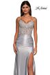 La Femme 32689 Lace Corset Slit Skirt Dress