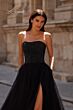 La Femme 32690 Rhinestone Top High Slit Strapless Dress