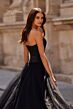 La Femme 32690 Rhinestone Top High Slit Strapless Dress