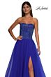 La Femme 32690 Rhinestone Top High Slit Strapless Dress