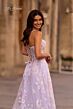 La Femme 32695 Plunging Neckline Floral Corset Dress