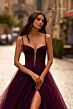 La Femme 32700 Ruched Corset High Slit Dress