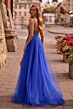 La Femme 32714 Rhinestone Top Bare Back High Slit Dress