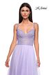 La Femme 32714 Rhinestone Top Bare Back High Slit Dress