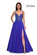 La Femme 32714 Rhinestone Top Bare Back High Slit Dress