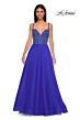 La Femme 32714 Rhinestone Top Bare Back High Slit Dress