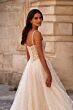 La Femme 32716 Ruched Corset High Slit 3D Floral Dress