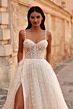 La Femme 32716 Ruched Corset High Slit 3D Floral Dress