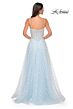 La Femme 32716 Ruched Corset High Slit 3D Floral Dress