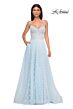 La Femme 32716 Ruched Corset High Slit 3D Floral Dress
