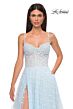 La Femme 32716 Ruched Corset High Slit 3D Floral Dress