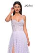 La Femme 32716 Ruched Corset High Slit 3D Floral Dress