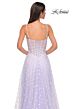 La Femme 32716 Ruched Corset High Slit 3D Floral Dress