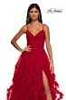 La Femme 32719 Ruffle Skirt Ruched Corset Dress
