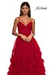 La Femme 32719 Ruffle Skirt Ruched Corset Dress