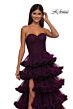 La Femme 32721 Ruffle Skirt Ruched Corset Strapless Dress