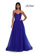 La Femme 32731 Embellished Neckline High Slit Lace-Up Dress