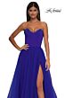 La Femme 32731 Embellished Neckline High Slit Lace-Up Dress