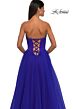 La Femme 32731 Embellished Neckline High Slit Lace-Up Dress