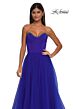 La Femme 32731 Embellished Neckline High Slit Lace-Up Dress