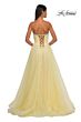 La Femme 32731 Embellished Neckline High Slit Lace-Up Dress