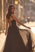 La Femme 32731 Embellished Neckline High Slit Lace-Up Dress