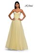 La Femme 32731 Embellished Neckline High Slit Lace-Up Dress