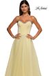 La Femme 32731 Embellished Neckline High Slit Lace-Up Dress