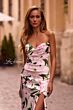 La Femme 32752 Illusion Back Strapless Floral Print Dress