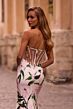 La Femme 32752 Illusion Back Strapless Floral Print Dress