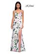 La Femme 32752 Illusion Back Strapless Floral Print Dress