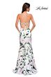 La Femme 32752 Illusion Back Strapless Floral Print Dress