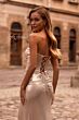 La Femme 32757 Lace-Up Back Strapless Sweetheart Metallic Dress
