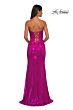 La Femme 32757 Lace-Up Back Strapless Sweetheart Metallic Dress