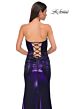 La Femme 32757 Lace-Up Back Strapless Sweetheart Metallic Dress